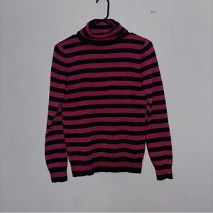J. Crew Pink and Black Striped Knit Top